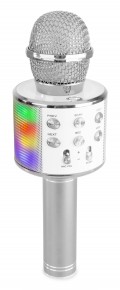 KM15S卡拉ok麦克风，带扬声器和LED灯BT/MP3 LED银色